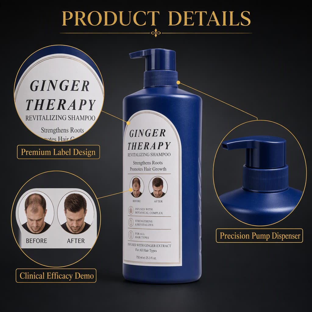 Daily Use Ginger Hair Strengthening Shampoo Natural Plant Based Daily Hair Care Shampoo
