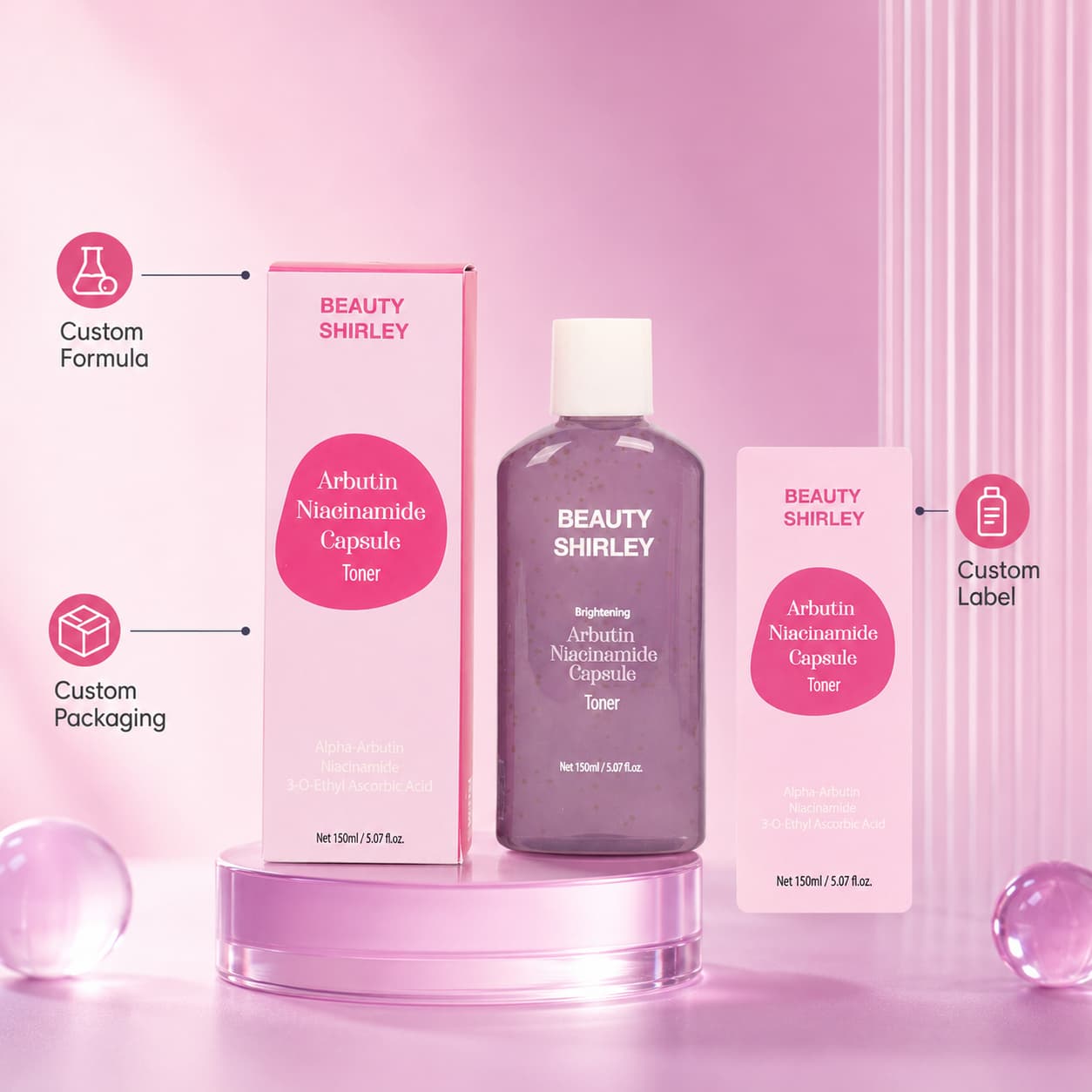 Custom Brand Skincare Hydrating Nourishing Even Skin Tone Refreshing Facial Liquid Alpha Arbutin Niacinamide Capsule Toner Custom Brand Skincare Hydrating Nourishing Even Skin Tone Refreshing Facial Liquid Alpha Arbutin Niacinamide Capsule Toner